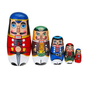 Hot Selling Hand Paint Children 5 PCS Custom Nesting Russia Doll Toy Wooden russian dolls Matryoshka