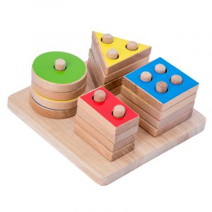 Wooden Montessori Children Four-column Shape Matching Geometric Block Set Toys For Kids