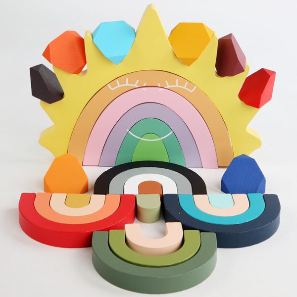 High-quality Children's Multi-color Building Educational Creative Early Teaching Wooden Building Blocks Toy For Kids