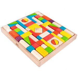 Amazon Best Selling Colorful Wooden Construction Building Bricks Toys Hot Sale Kids Self Assemble Geometric Shape Toys