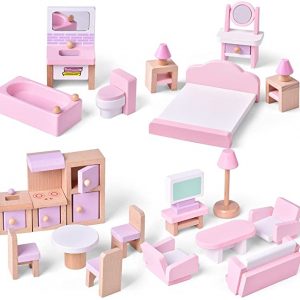 Pink Wooden Doll House Furniture wooden mini small furniture