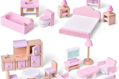 Pink Wooden Doll House Furniture wooden mini small furniture