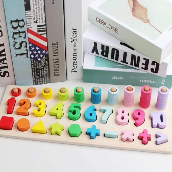 Digital Building Block Set Column Educational Fishing Toys Game Kids Digital Wooden Educational Toy Set