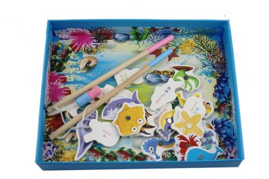 Hot Wholesale Colorful Wooden Fishing Game Toys New Design Developing Kids Marine Animals Cognitive Training Educational Toys