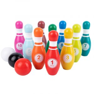 Hot Selling Kid Toy Colorful Wooden Small Bowling Sports Ball Parent-child Interactive Outdoor Games