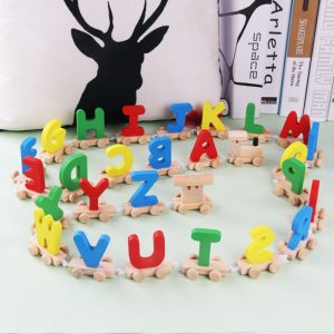 Wholesale Wooden Letter Stitching Small Train Toddler Baby Hands-on Early Education Educational Children's Building Blocks Toys