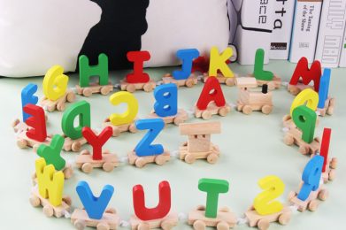 Wholesale Wooden Letter Stitching Small Train Toddler Baby Hands-on Early Education Educational Children's Building Blocks Toys