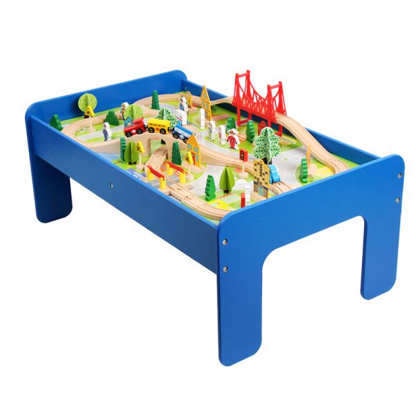 Custom High Quality 88 Pieces Wooden Train Tracks Table Toys New Design Boys Girls Self Assemble Educational Toys