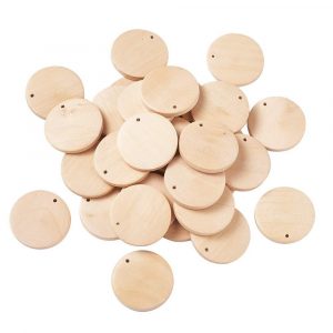 50Pcs Natural Unfinished Blank Round Wood Discs Wood Slices for DIY Craft Party Home Decoration