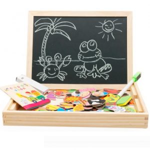 Multi-functional magnetic farm wooden Jigsaw Puzzle double-sided drawing board building blocks for kids