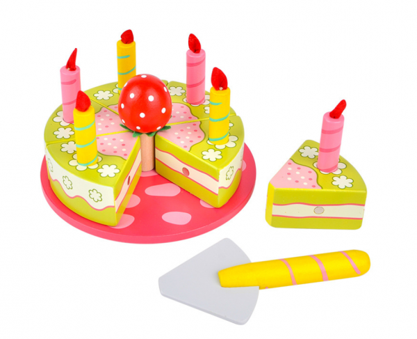 Hot sale new style role playing wooden birthday cake cut toys wooden toys cake cutting set wooden magnetic cake cutting toys