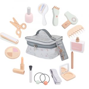 Amazon young children simulation makeup haircut set play house role-playing handbag wooden toys