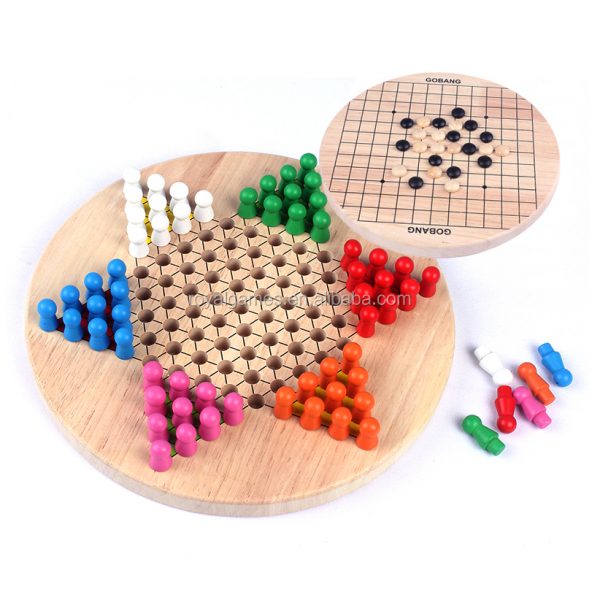 Wooden Chinese hexagon checkers/wood draughts games 2 in 1 for kids