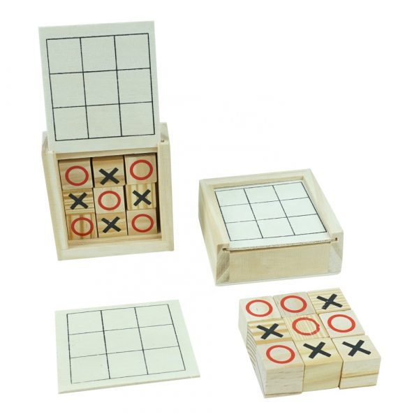 mini wood tic tac toe wooden OX chess game set for travel wood board game