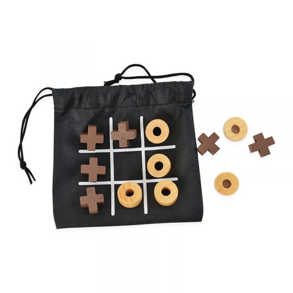 Tic Tac Toe Wooden Board Game Table Toy Player Family XOXO Game With Bag