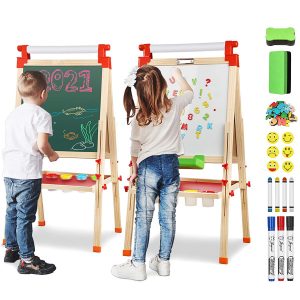 Double-sided Sketchpad Christmas Best Toy Gift Height Magnetic Wooden Art Easel Kids Drawing Board For Painting