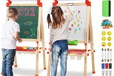 Double-sided Sketchpad Christmas Best Toy Gift Height Magnetic Wooden Art Easel Kids Drawing Board For Painting