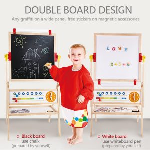 Double-sided Sketchpad Christmas Best Toy Gift Height Magnetic Wooden Art Easel Kids Drawing Board For Painting