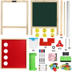 Double-sided Sketchpad Christmas Best Toy Gift Height Magnetic Wooden Art Easel Kids Drawing Board For Painting