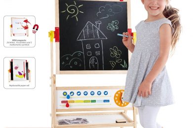 Double-sided Sketchpad Christmas Best Toy Gift Height Magnetic Wooden Art Easel Kids Drawing Board For Painting