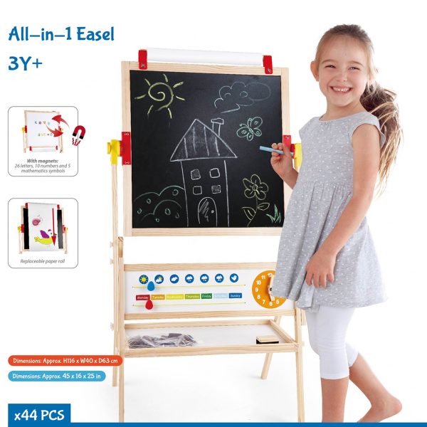 Double-sided Sketchpad Christmas Best Toy Gift Height Magnetic Wooden Art Easel Kids Drawing Board For Painting