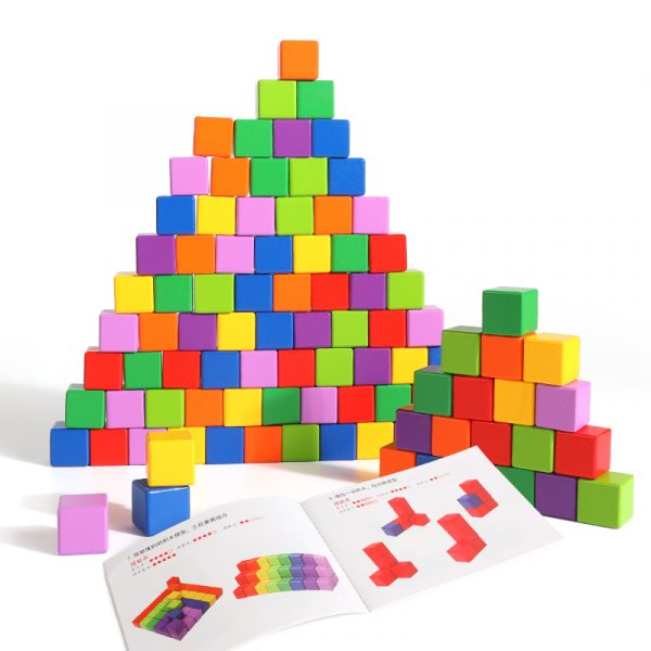 Wholesale Custom Colorful Blocks Developming Kids Imagination Educational Toys Wooden 3cm Cube Building Toys