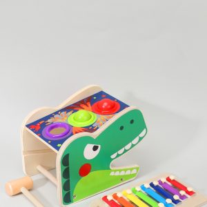 Wooden Educational Toys For Kids Tyrannosaurus Rex Percussion Table Multi-functional Piano Knocking Toys