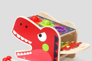 Wooden Educational Toys For Kids Tyrannosaurus Rex Percussion Table Multi-functional Piano Knocking Toys